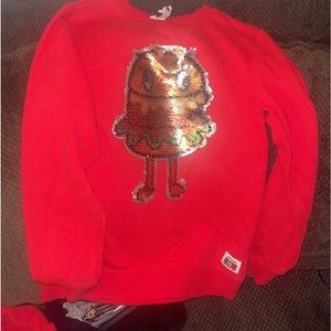 Kids sweater with cute sequined burger